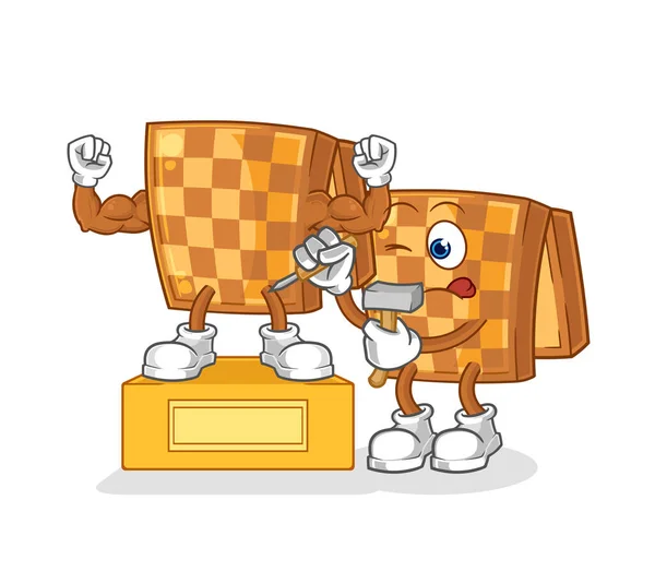 Wood Chess Sculptor Character Cartoon Mascot Vecto — Stockvector