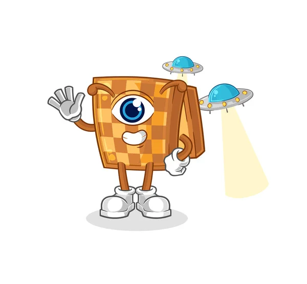 Wood Chess Alien Cartoon Mascot Vecto — Stockový vektor