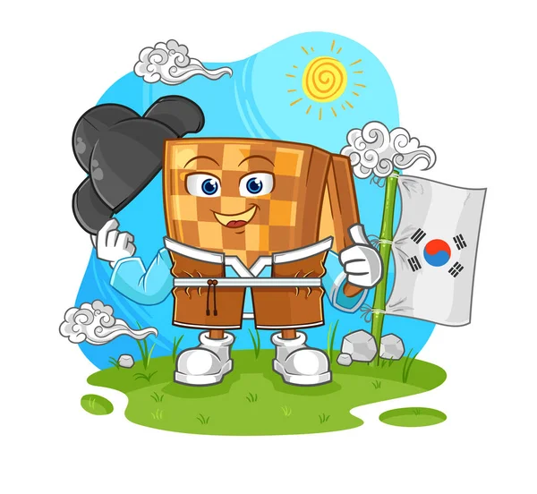 Wood Chess Korean Culture Vector Cartoon Characte — Stok Vektör