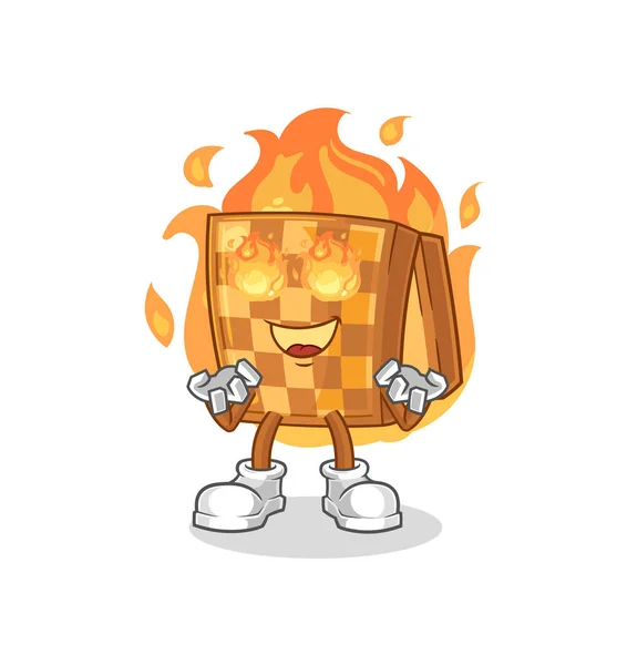 Wood Chess Fire Mascot Cartoon Vecto — Stok Vektör