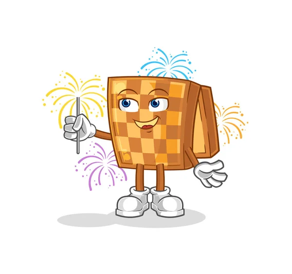 Wood Chess Fireworks Mascot Cartoon Vecto — Stockvektor