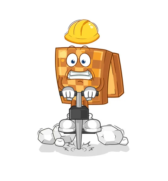 Wood Chess Drill Ground Cartoon Character Vecto — Stock Vector