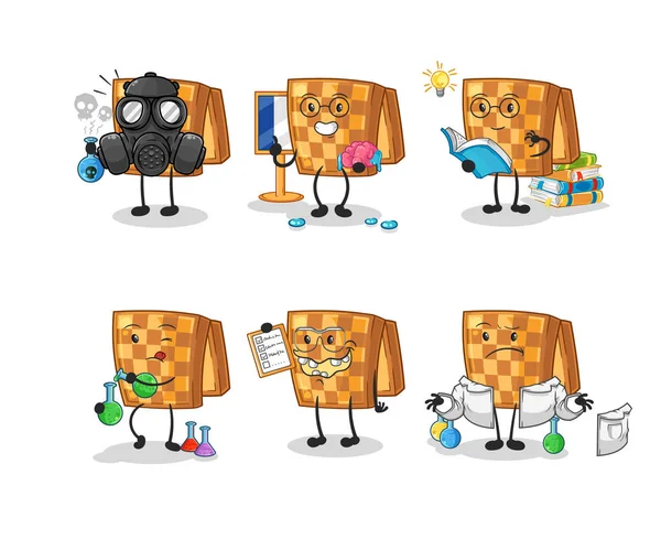 Wood Chess Scientist Group Character Cartoon Mascot Vecto — Stock vektor
