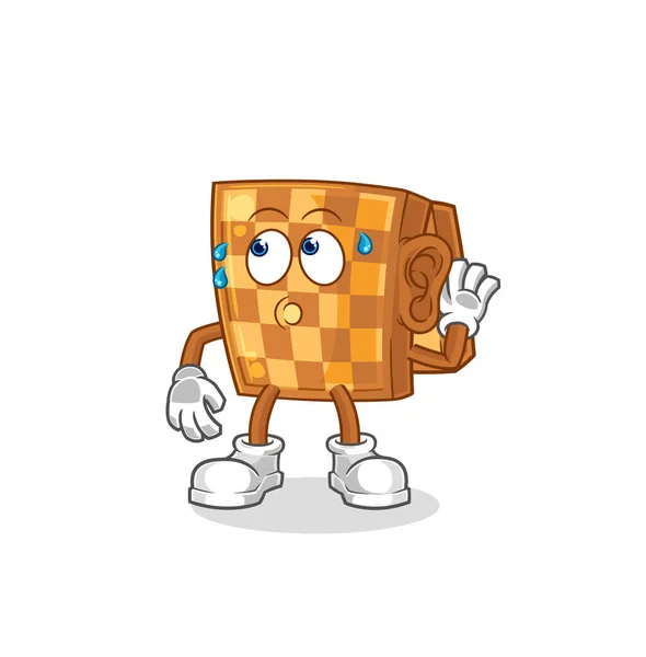 Wood Chess Eavesdropping Vector Cartoon Characte — Stockvector