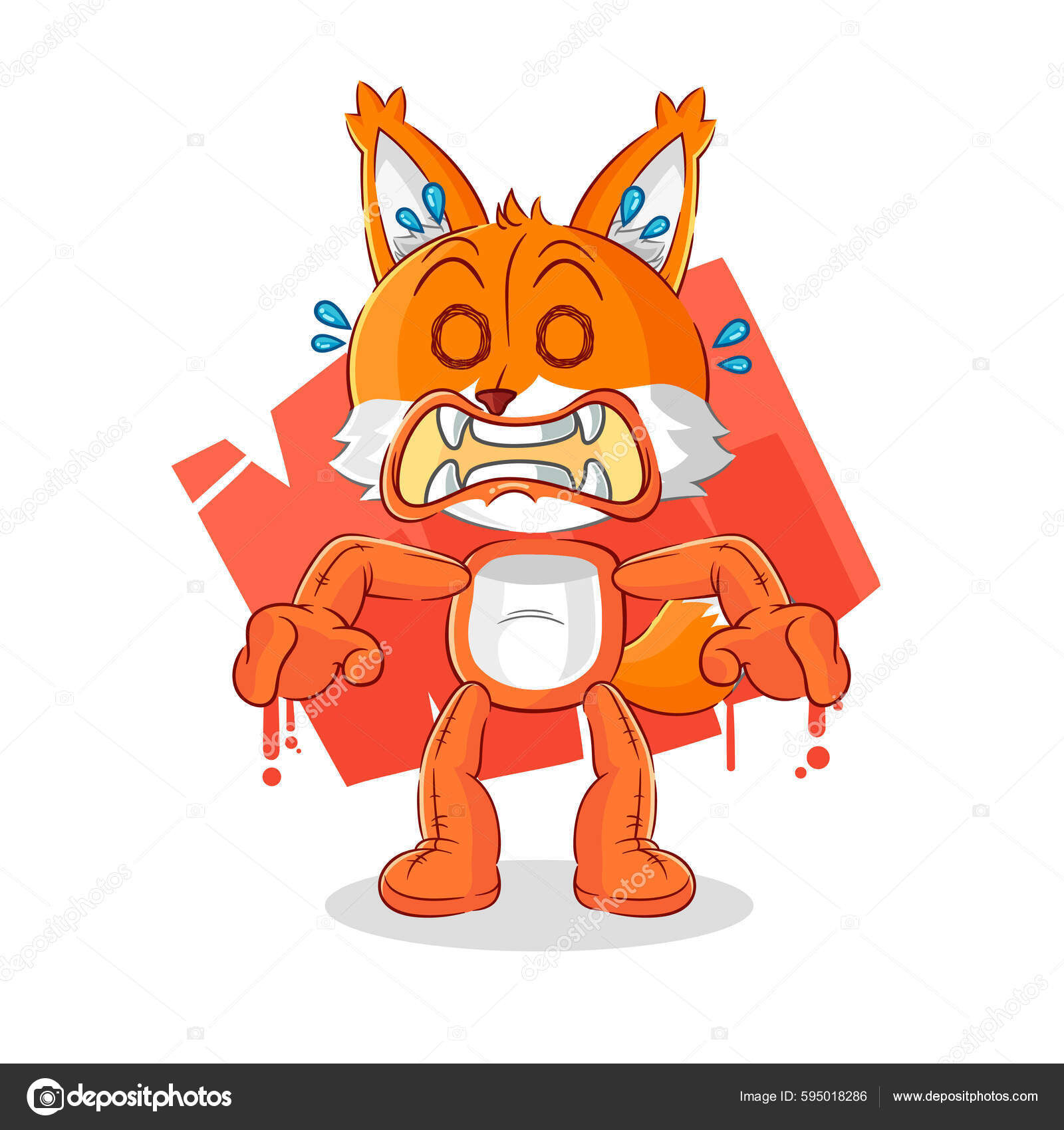 Fox Monster Vector Cartoon Characte Векторное Изображение.