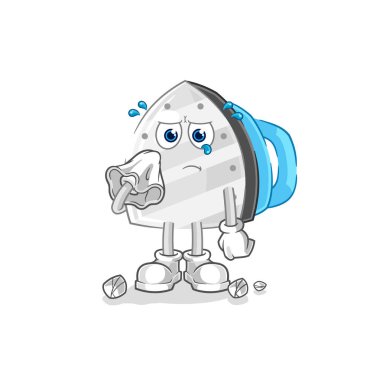 the iron cry with a tissue. cartoon mascot vecto
