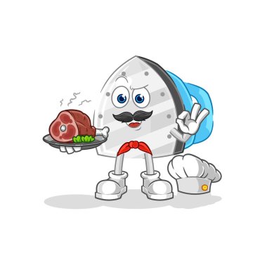 the iron chef with meat mascot. cartoon vecto