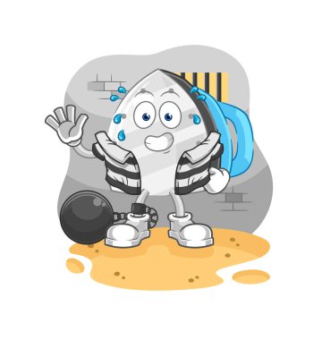 the iron criminal in jail. cartoon characte