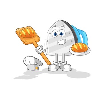 the iron baker with bread. cartoon mascot vecto