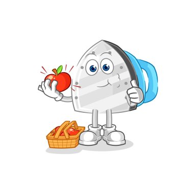 the iron eating an apple illustration. character vecto