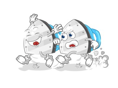 the iron play chase cartoon. cartoon mascot vecto