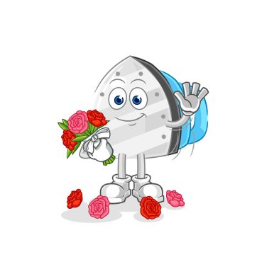 the iron with bouquet mascot. cartoon vecto