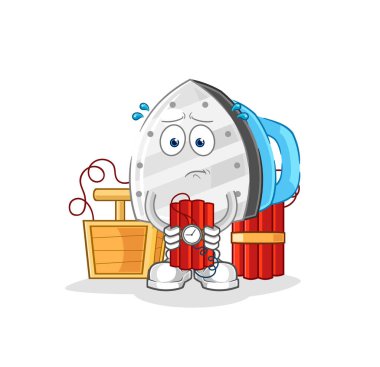 the iron holding dynamite character. cartoon mascot vecto