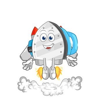 the iron with jetpack mascot. cartoon vecto