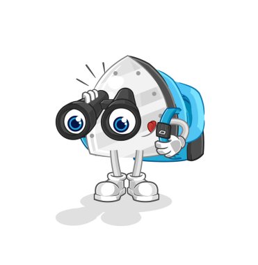 the iron with binoculars character. cartoon mascot vecto
