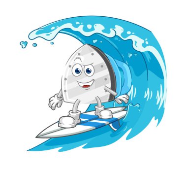 the iron surfing character. cartoon mascot vecto
