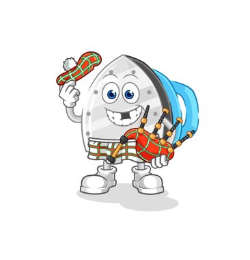 the iron scottish with bagpipes vector. cartoon characte