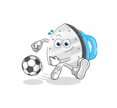 the iron kicking the ball cartoon. cartoon mascot vecto