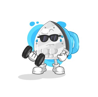 the iron lifting dumbbell vector. cartoon characte