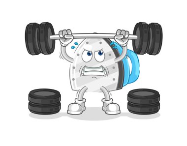 the iron lifting the barbell character. cartoon mascot vecto