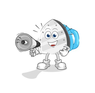 the iron holding hand loudspeakers vector. cartoon characte