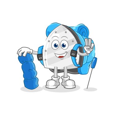 the iron go camping mascot. cartoon vecto
