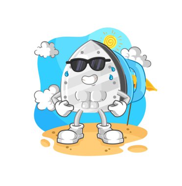 the iron sunbathing in summer. character vecto