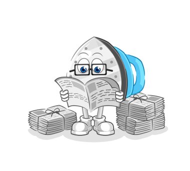 the iron read newspaper cartoon. character vecto