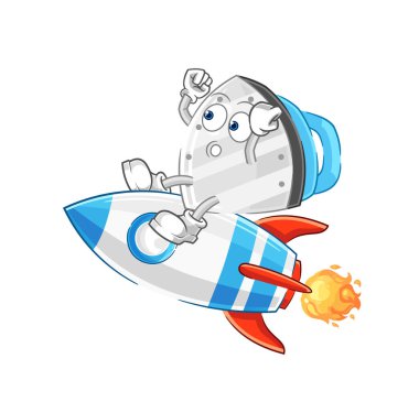 the iron ride a rocket cartoon mascot vecto