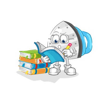 the iron studying mascot. cartoon vecto