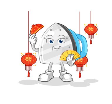 the iron Chinese with lanterns illustration. character vecto