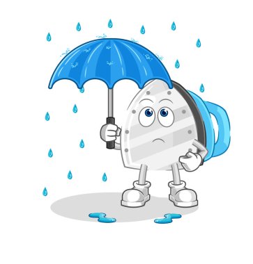the iron holding an umbrella illustration. character vecto