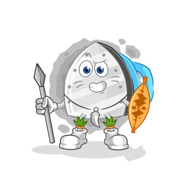 the iron african tribal fighter mascot. cartoon vecto