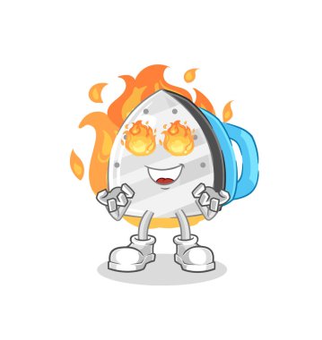 the iron on fire mascot. cartoon vecto