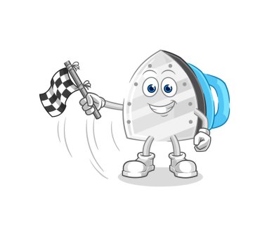 the iron hold finish flag. cartoon mascot vecto
