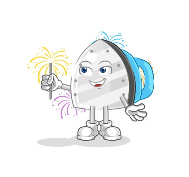 the iron with fireworks mascot. cartoon vecto