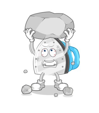 the iron lifting rock cartoon character vecto