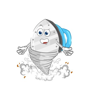 the iron in the tornado cartoon character vecto
