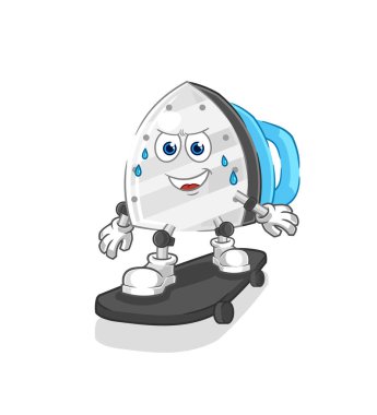 the iron riding skateboard cartoon character vecto