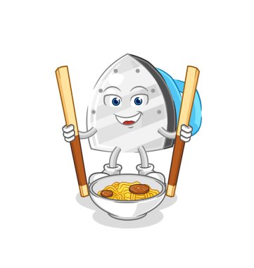 the iron eat noodle cartoon. character mascot vecto