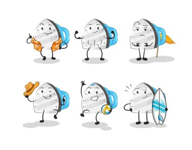 the iron beach vacation set character. cartoon mascot vecto