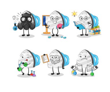 the iron scientist group character. cartoon mascot vecto