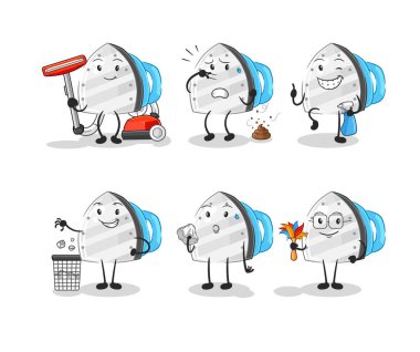 the iron cleaning group character. cartoon mascot vecto