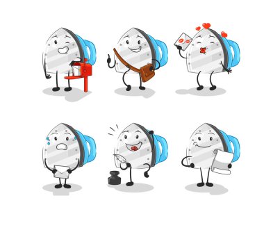 the iron postman set character. cartoon mascot vecto