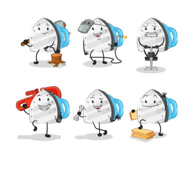 the iron worker set character. cartoon mascot vecto