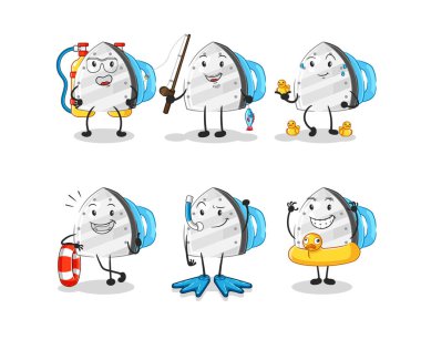 the iron water activity group. cartoon mascot vecto