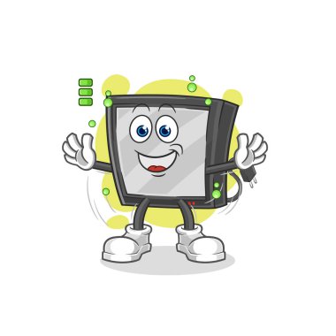 the tv full battery character. cartoon mascot vecto