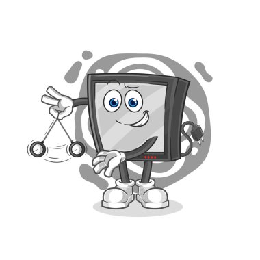 the tv hypnotizing cartoon. cartoon mascot vecto