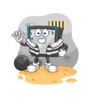 the tv criminal in jail. cartoon characte