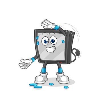 the tv stretching character. cartoon mascot vecto